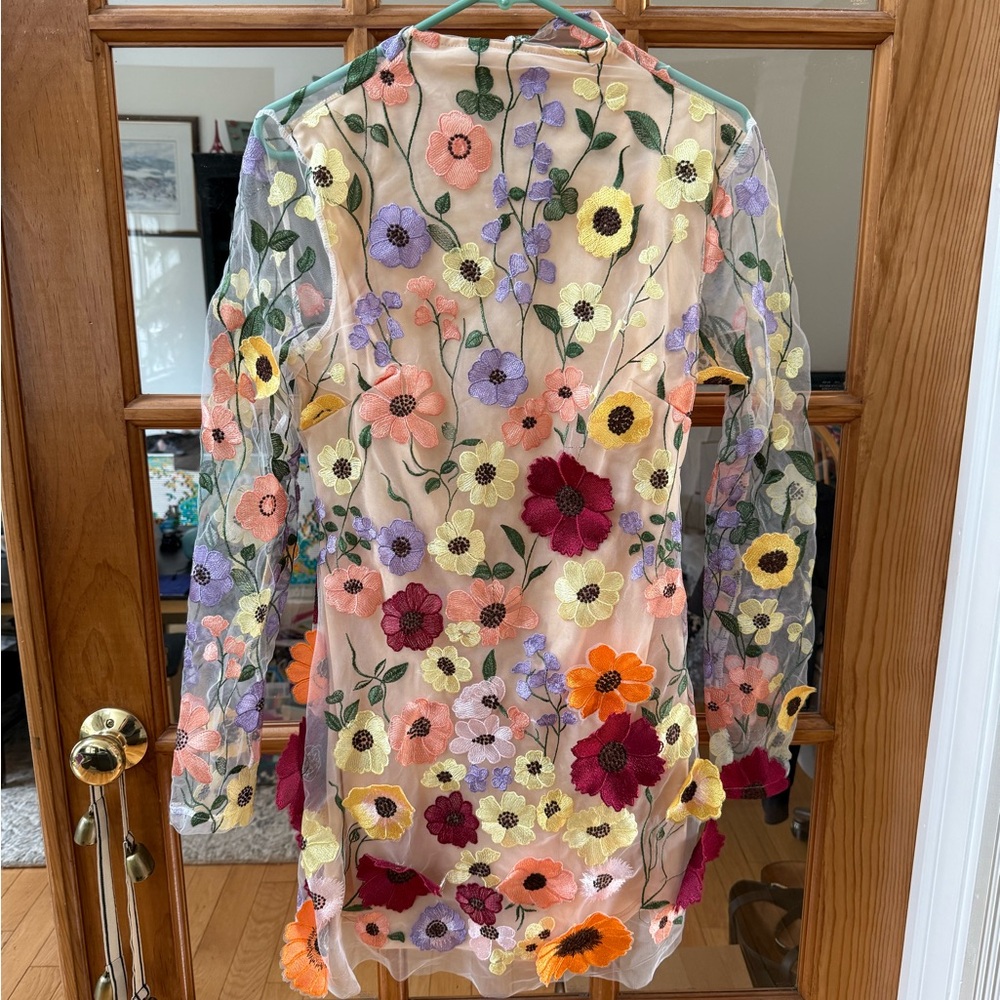 Floral Applique Sheer Dress - new without tags
